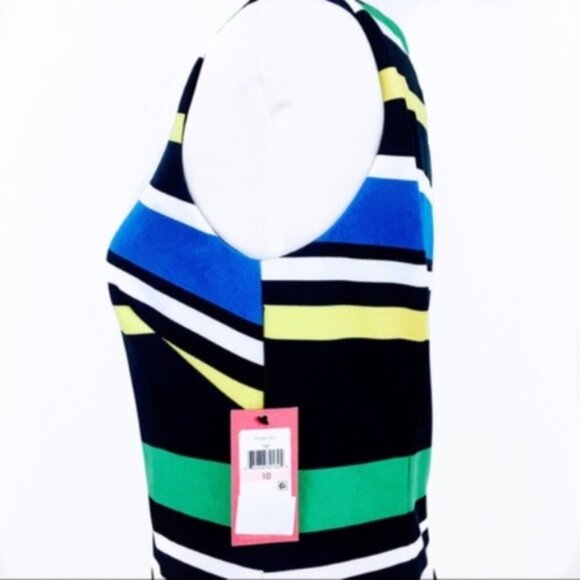 Vince Camuto Womens Blue Striped Embellished Sleeveless Sheath Dress Sz 10 New - Picture 7 of 9